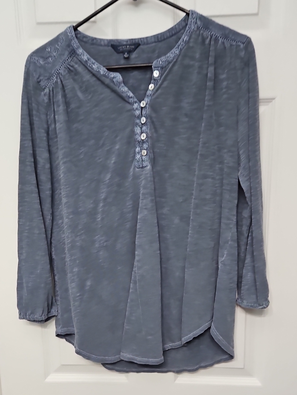 Lucky Brand Slate Blue Long-Sleeve Henley Top
